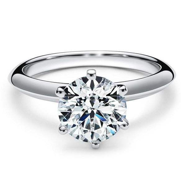 Perder dinheiro venda solitaire prata cor anel 7mm sona cz diamante noivado anéis de casamento para mulher tamanho do anel 4 5 6 7 8 9