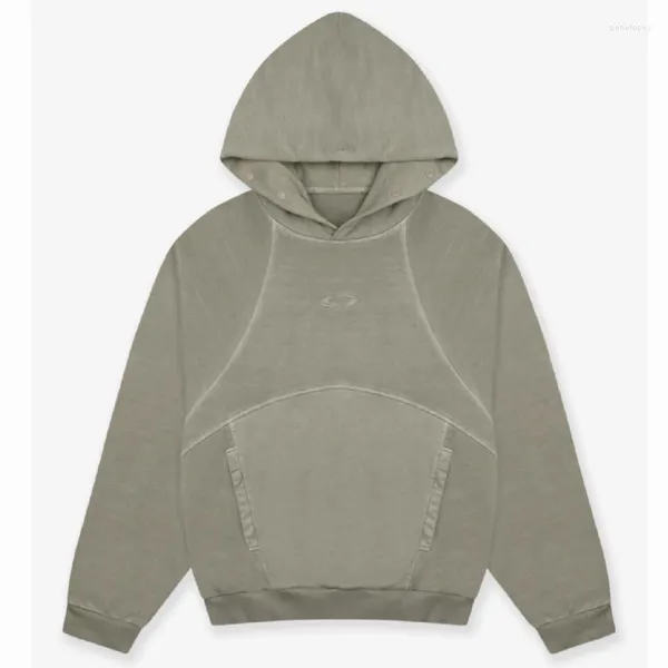 Erkek Hoodies Grailz Patchwork Eski Balmumu Boyalı Hoodie Sweater ve Kadınların Gevşek Takımlı Kore Sokağı Khaki Siyah Kakarma