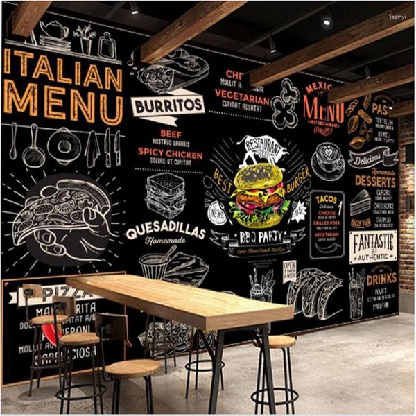Wallpapers American And European Style Burger Italian Pizza Western Fast Food Restaurant Background Wallpaper Mural Snack Bar Wall Paper 3D