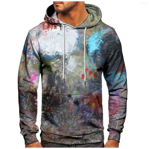 Erkek Hoodies Erkek 2023 Sonbahar kapüşonlu grafiti gevşek rahat üstler Erkekler Uzun Kollu Sıcak Kış Sweatshirts Sudaderas Para Hombres