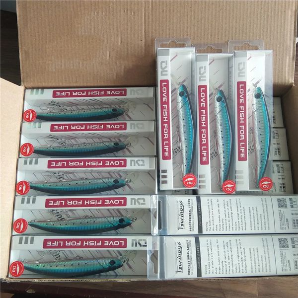 Angelhaken TSURINOYA 8PCS Farbe Sinking Minnow Angelköder DW77 110mm 23g Langwurf Große Forelle Seebarsch Salzwasser Harter Köder Wobble 231101