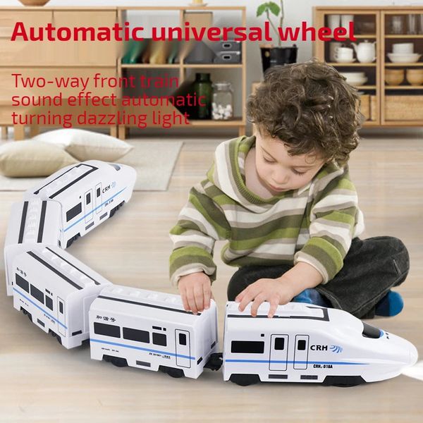 Druckguss-Modellauto Harmony Triebwagen Simulation Hochgeschwindigkeits-Eisenbahnzug Spielzeug für Jungen Elektrischer Ton-Licht-Zug EMU-Modell Puzzle Kinderauto-Spielzeug 231101