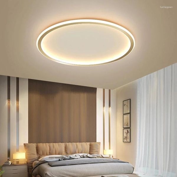 Luzes de teto Luz LED moderna nórdica para sala de estar quarto dourado branco ultrafino anel redondo anel suspenso lâmpada de lâmpada de casa decoração
