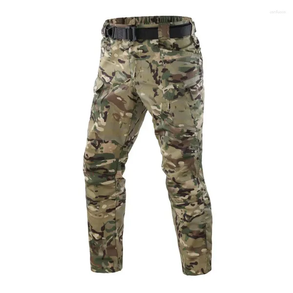 Pantaloni da esterno BIANCO FISHTAIL Tattico Uomo Camo Tessuto scozzese sottile Molte tasche con zip Stile militare Nero Cargo da uomo