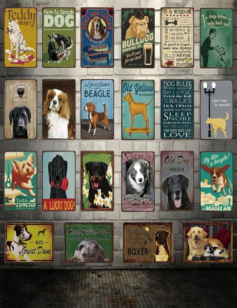 2021 Dog Rules Divertente Progettato Bulldog Beagle Great Dane Targa in metallo Poster in metallo Decorazioni per la casa Soggiorno Negozio Bar Wall Art Painting 28807718