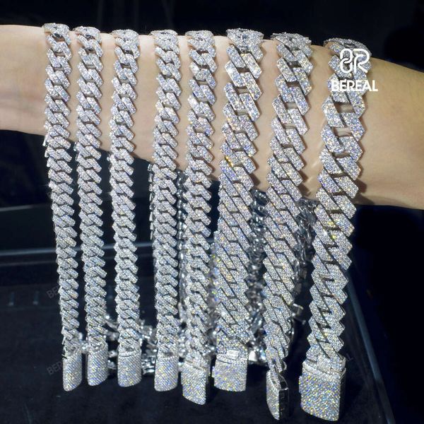 Großhandel 22mm Vvs Moissanit Kubanische Kette Halskette Pass Diamond Test Baguette Cut 925 Silber Armband für Männer