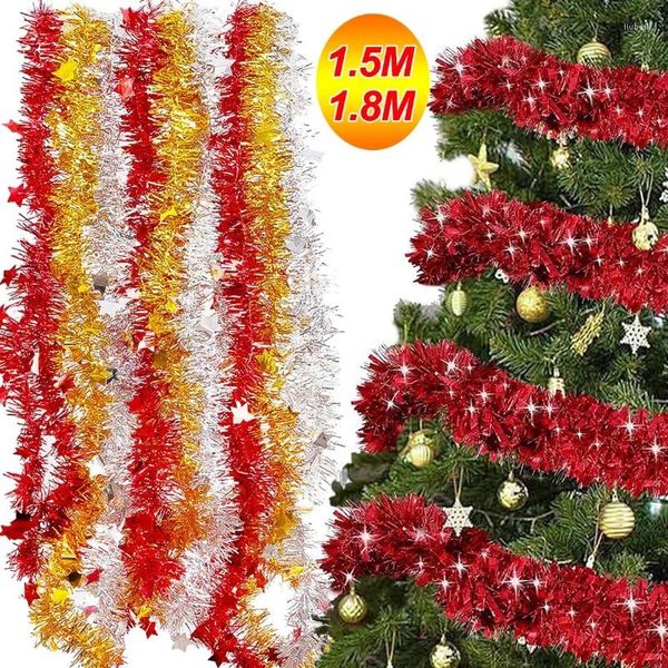 Flores decorativas coloridas fita de natal guirlanda árvore de natal fitas de embrulho barra topos festa de casamento ano decoração de casa com estrelas