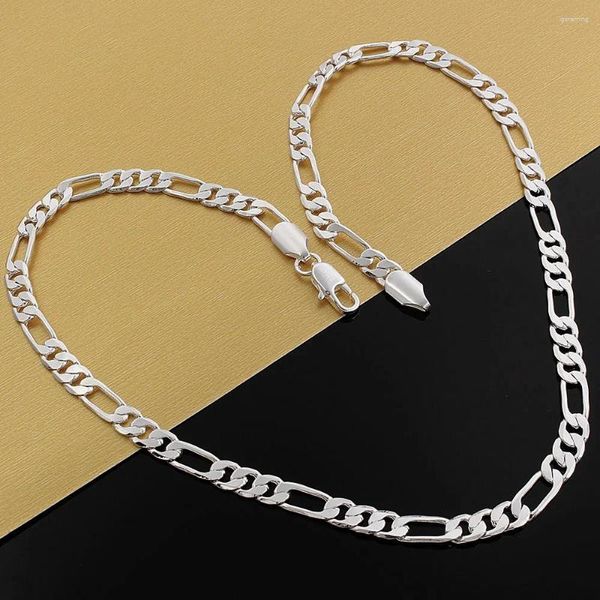 Correntes masculino clássico 6mm geometria corrente 925 colar de prata esterlina para mulher jóias moda festa casamento fino presentes de natal