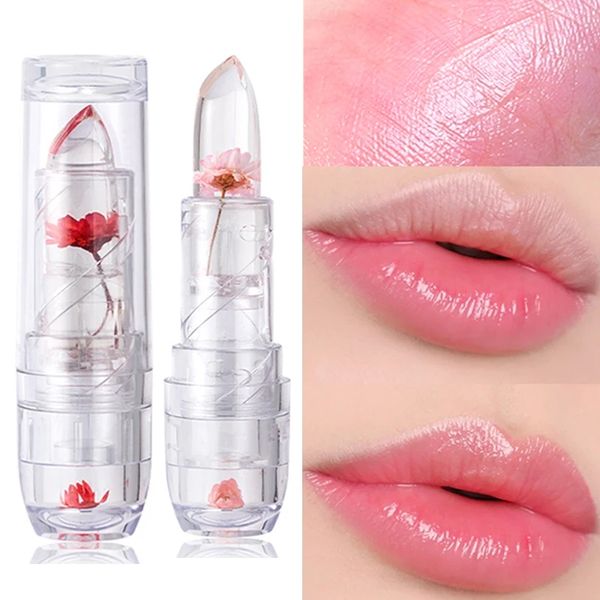 Rossetto trasparente con fiori di gelatina idratante a lunga durata, temperatura, cambiamento di colore, balsamo per labbra, cosmetico per trucco labbra impermeabile