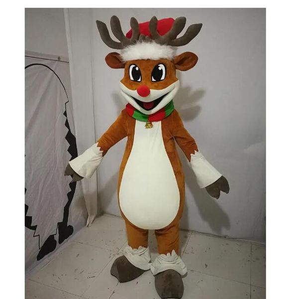 2024 Costume della mascotte della renna di Halloween di alta qualità personalizza il personaggio dei cartoni animati degli animali di peluche del personaggio dei cartoni animati del costume di carnevale di Natale di formato adulto