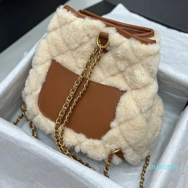 2023-брендовый дизайнерский рюкзак, подлинная мини-сумка для наушников, модная женская металлическая буквенная шерстяная сумка, сумка для книг, рюкзак, роскошная цепочка для мамы, маленький рюкзак