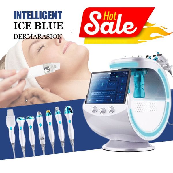 Neue Ankunft 7 IN 1 Multifunktions-Schönheitsausrüstung Hydra Facial Skin Analyzer Skin Care Machine Smart Ice Blue Oxygen Hydrogen Bubble Hydrodermabrasion Gerät