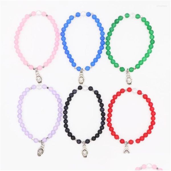 Charme pulseiras charme pulseiras na moda pulseira natural galáxia arenito jades contas de cristal tibetano buda opala violeta yoga dhgarden dh4mk