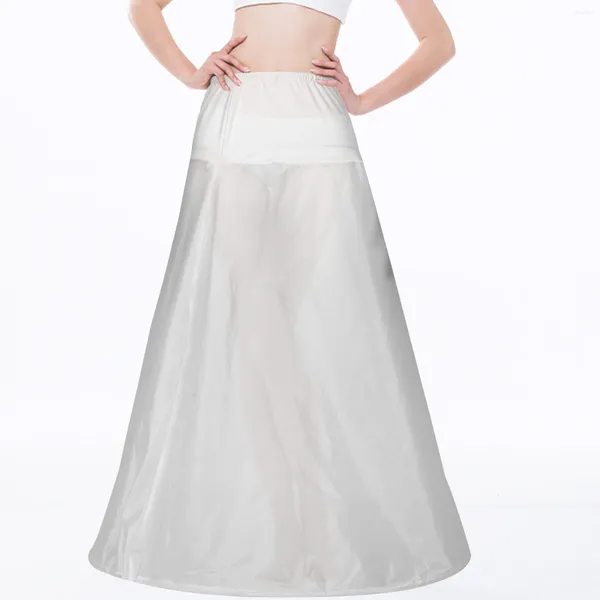 Kadın şekillendiricileri bir çizgi etek beyaz gelin elbise düğün petticoat fırfırlar elastik kumaş asillik krinolin petticoats
