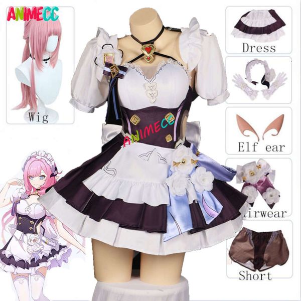 Elysia Cosplay Honkai Impact 3. Kostüm Wiig Anime Spiel Sexy Maid Kleid Halloween Karneval Party Outfits für Frauen Cosplay
