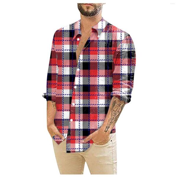 Camisas casuais masculinas Slim Plaid Spring Designer Prints Tops Halloween Blusa masculina Pumpkin 3D Impressão Hawaii Manga longa #33