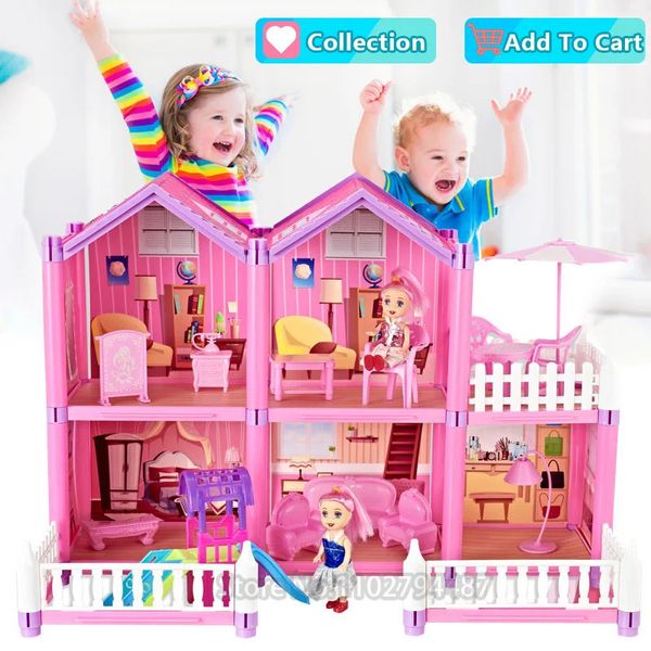 Casa de boneca acessórios casas para meninas e móveis brinquedos diy itens em miniatura simulação play villa conjunto castelo crianças presente 231102