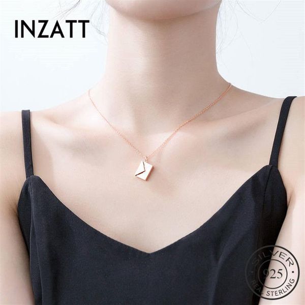 INZATT Reale 925 Sterling Silver LOVE YOU Collana con pendente a busta per le donne di moda Gioielleria raffinata Accessori carini LJ201009299t