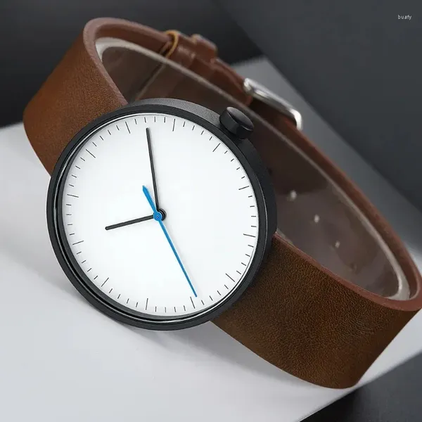 Armbanduhren Minimalistische Unisex-Uhr für Männer und Frauen, Paar, einfacher Stil, einzigartiges Zifferblatt, Quarz-Armbanduhr, männlich und weiblich, Zeiger-Armbanduhr