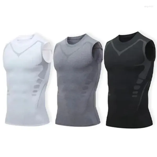 Shapers femininos iônico moldar colete corpo shaper compressão tanque superior homens emagrecimento barriga controle amigável sem mangas camisas