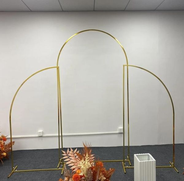 Conjunto de arco de casamento, decoração de fundo, suporte de flores, festa de aniversário, balão ao ar livre, arco banhado a ouro, suporte de formato irregular