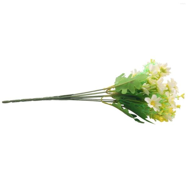 Flores decorativas 1 buquê 28 cabeças artificiais Fake Daisy Flower Flower Indoor Plantador pendurado ao ar livre Decoração do jardim de casamento (Branco