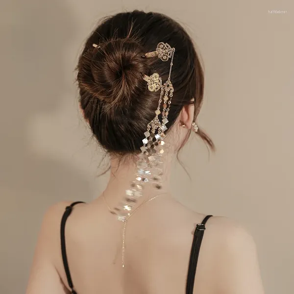 Заколки для волос Шпилька с кисточками Элегантный головной убор Ханфу в китайском стиле Женская шаровидная застежка Свадебные аксессуары Ювелирные изделия Мода для волос