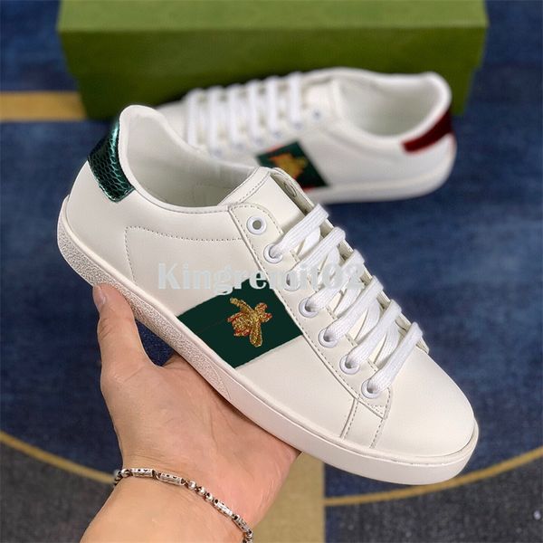 Scarpe firmate Chaussures Sneaker in pelle Uomo Donna Scarpe da ginnastica Sneaker con strisce bianche verdi Sneaker piatta con fiori ricamati