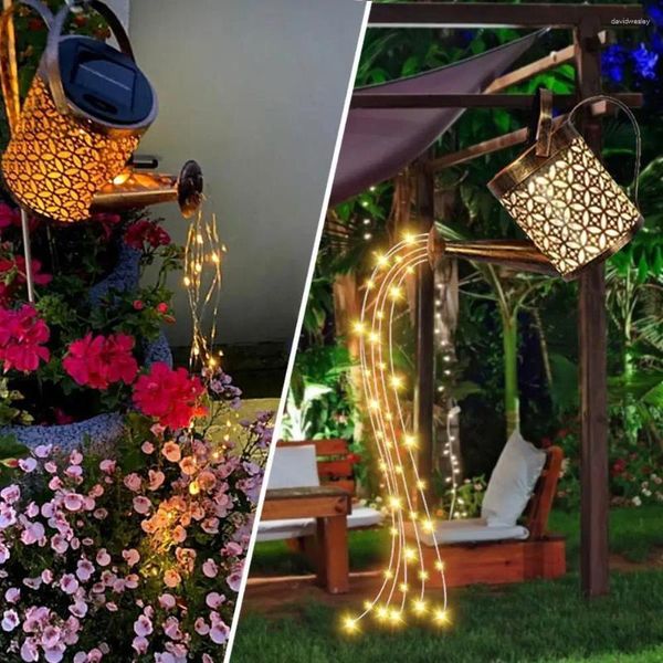 Solar LED Gießkanne Licht Outdoor Wasserkocher Kunst Hohl String Landschaft Lampen Hängen Wasserfall Hinterhof Sonne Lampe Für Home Party