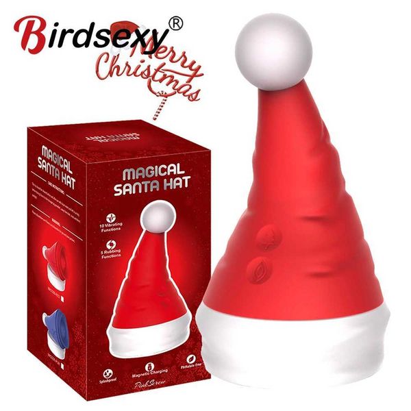 Weihnachtshut-Vibrator für Frauen, starker Powler-Dildo, oraler Klitoris-Stimulator, Nippel saugen, Sexspielzeug für Erwachsene, 18, Paar, Sex-Geschenk 221215