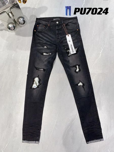 Luxus lila Herren Jeans 2024 Designerhosen lila Marke Solid Streetwear Fashion Casual Black Denim Slim Stretch Brand Lila Jeans Kleidung 521