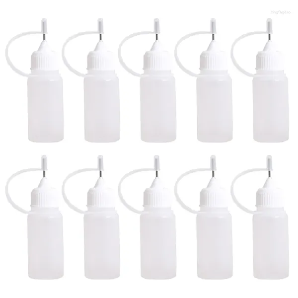 Garrafas de armazenamento 10pcs 10ml Plástico Squeezable Tip Aplicador Garrafa Conta-gotas com Tampas de Agulha para Cola Líquido Olhos Gota