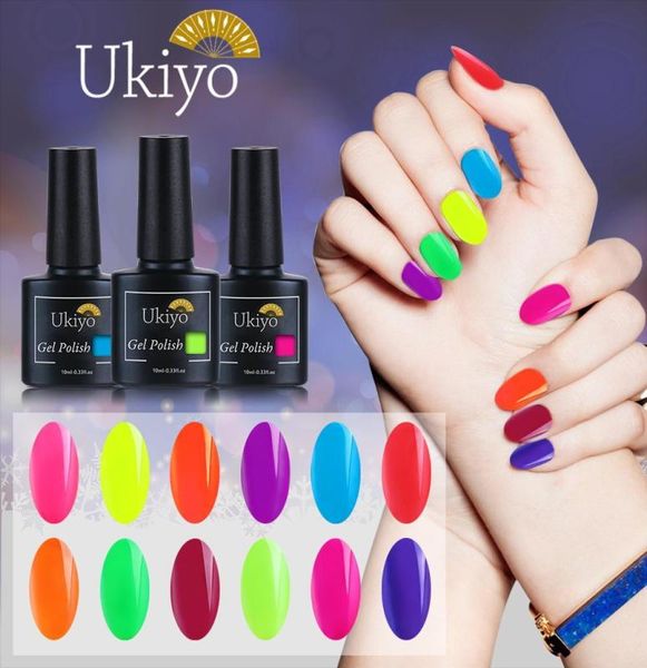 Ukiyo 10ml Smalto per unghie fluorescente al neon Soak Off Gel UV Smalto per unghie Colore della caramella Unghie artistiche Gel Vernice per unghie Lacca per unghie9892864