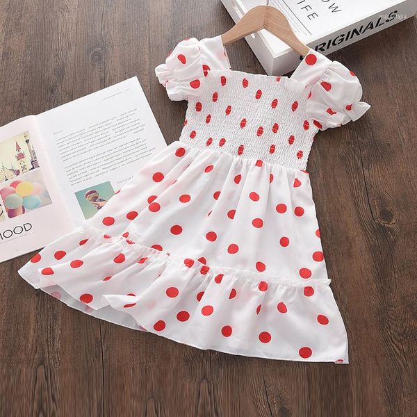 Meninas Vestidos Meninas Moda Casual Summer Polca Dot Figurinos em camadas vestidos Vestido Princesa Party European and American Suit