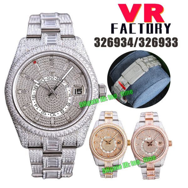 VR Factory Watches 326934/326933 Ice Out Full Diamonds 42mm Cal.9001 Orologio automatico da uomo con quadrante con diamanti e bracciale con diamanti, orologio da polso da uomo, edizione limitata