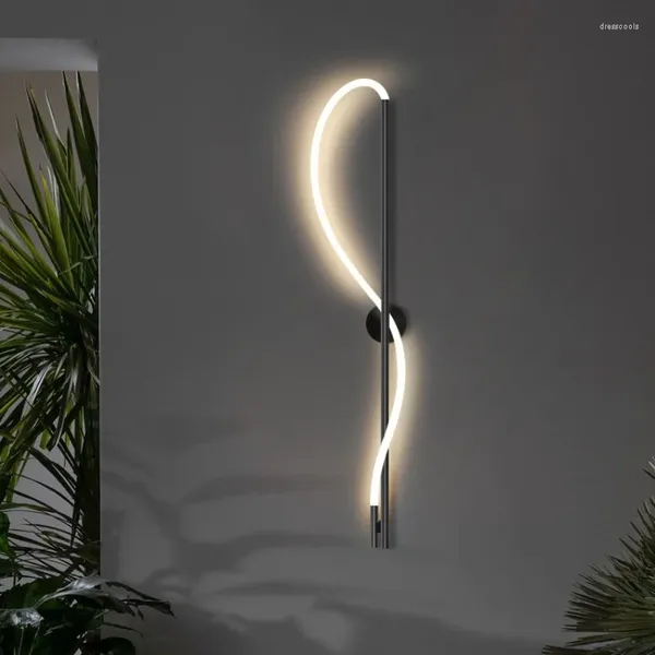 Lampada da parete Linea in silicone Led Camera da letto Comodino Corridoio nero Moderno Nordico per soggiorno Apparecchi di illuminazione industriale