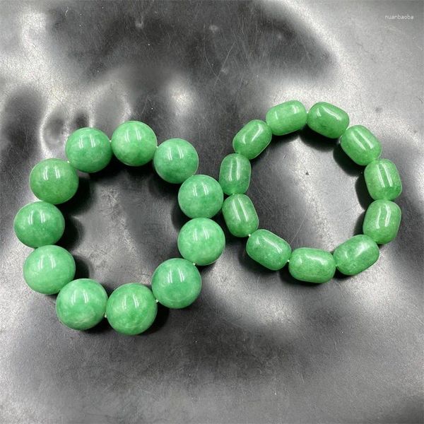 Strand Fundo Branco Qingyang Jade Tubo Contas Pulseira 20mm