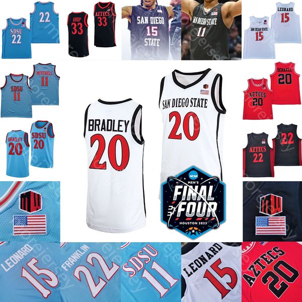 College 2023 Final Four 4 Jersey San Diego State Aztecs Basket SDSU NCAA Matt Bradley Darrion Trammell Leonard Lamont Butler Jaedon LeDee Parrish Johnson Adam