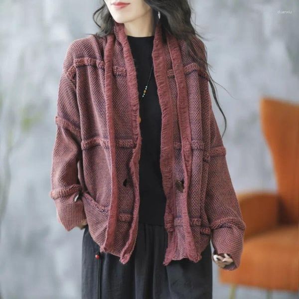 Frauen Jacken Herbst Koreanische Luxus Gestrickte Mäntel Frauen Mode Lose Vintage Damen Klassische Casual Oberbekleidung 2023