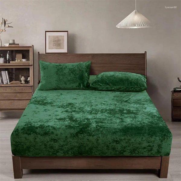 Set di biancheria da letto Coprimaterasso matrimoniale in velluto di classe A Copriletti per lenzuola king size Coppia lenzuola con federa