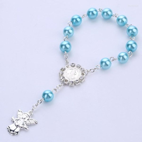 Favor Favor Favor 10pcs Chá de bebê Bracelet Bracelet Silver Angel Girl Boy Baptism Gift