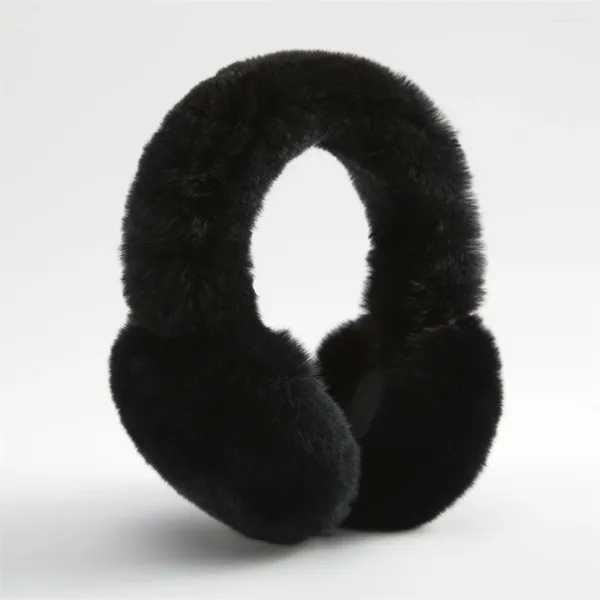 Berets luxuoso lontra cabelo earmuff inverno moda brilhante preto pelúcia orelha calor para mulher homem presente de natal