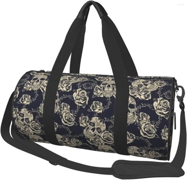 Seesäcke, Vintage-Tattoos, Totenkopf, Rose, Sport, Sporttasche für Männer und Frauen, Weekender, Reisen, Workout, Training, Handtasche, wasserabweisend