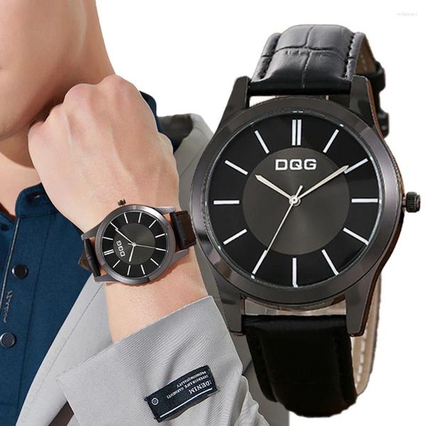 Armbanduhren Vintage schwarze Uhr Herren minimalistische Markenuhren Mode einfache männliche Bambusmaserung Leder Kleid Geschenke Uhr