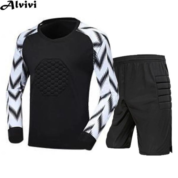 Altri articoli sportivi Bambini Ragazzi Calcio Portiere Completo Calcio Pallacanestro Partita Allenamento Uniforme Manica lunga Top imbottito morbido con pantaloncini Abbigliamento sportivo 231102