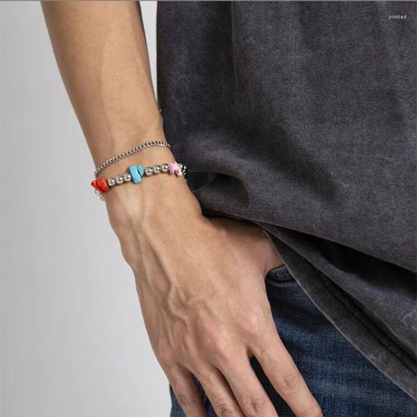 Charme Pulseiras Natural Gem Stone Pulseira Irregular Beads Bangles Pulseira Para Homens Mulheres