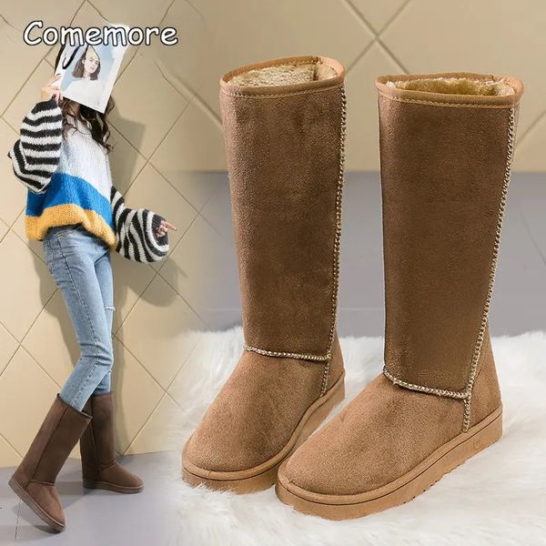 Botas comemore mulheres altas inverno estofamento preto 2023 moda neve bota alta bota tamanho 41 sapatos quentes botas mujer 231101