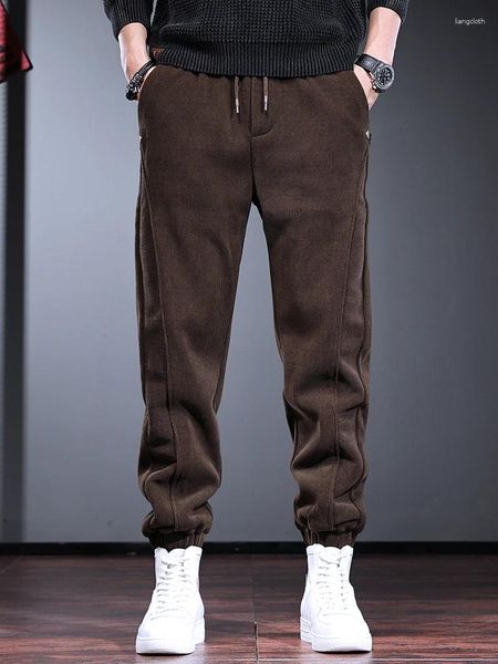 Pantaloni da uomo Autunno Caffè Velluto a coste Abbigliamento da uomo Sport Casual Elastico in vita con coulisse Pantaloni da jogging