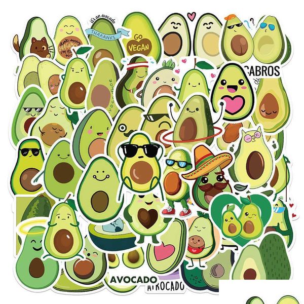 Cartoon-Film-Aufkleber, 10/50/100 Stück, Kawaii Avocado für Kinder, DIY-Gitarre, Schreibwaren, Wasserflasche, Notizbuch, niedliches Mädchen, Spielzeug-Aufkleber, Ca Dh7Rv