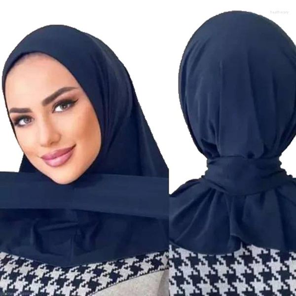 Roupas étnicas prontas para usar esportes instantâneos hijab com gravata cachecol casual cor sólida moda mulheres muçulmano ramadan eid mubarak abaya turbante